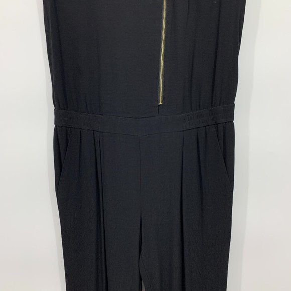J.Crew Jumpsuit Black Asymmetrical Zip Sleeveless Crepe Jogger - Picture 9 of 14
